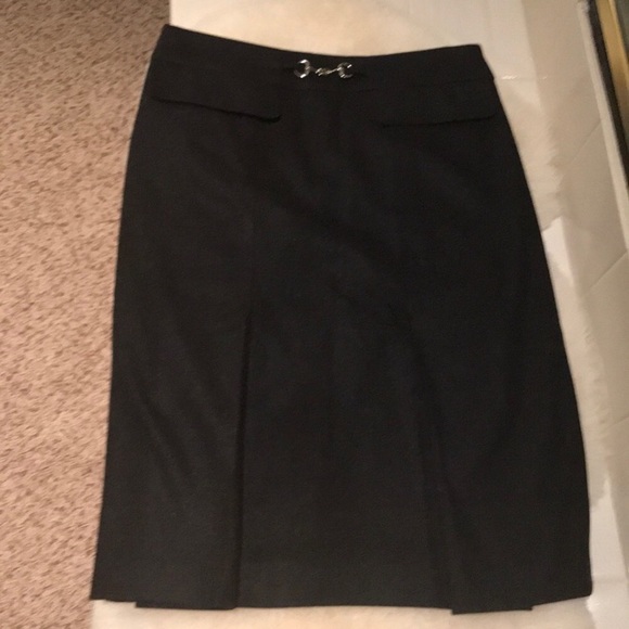🖤Magaschoni Luxury 100% Wool Over the Knee Horse Bit Belt Skirt Size Large L🖤 - Picture 2 of 6